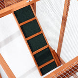 PawHut 124" Wooden Chicken Coop With Dual Henhouses, Run, Ramps, Nesting Boxes, Natural