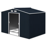 Outsunny 9' x 6' Metal Storage Shed with 2 Sliding Doors, 4 Air Vents, Dark Gray