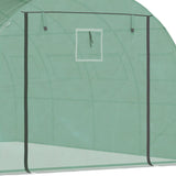 Outsunny 13' L x 10' W x 6.5' H Walk-in Hoop Greenhouse with PE Cover, Zippered Doors, 10 Mesh Windows, Green