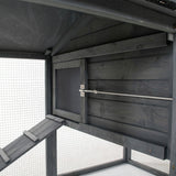 PawHut 84" Wooden Chicken Coop for 2-3 Chickens with Run, Nesting Box, Asphalt Roof, Removable Tray, Ramp, Gray