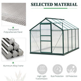 Outsunny 8' x 6' Polycarbonate Greenhouse with Aluminum Frame, Adjustable Roof Vent, Rain Gutters, and Sliding Door, Dark Green
