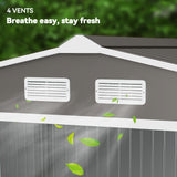 Outsunny 9' x 6' Metal Storage Shed with 2 Sliding Doors, 4 Air Vents, Gray