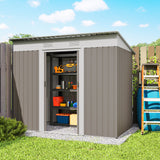 Outsunny 7' x 4' Metal Storage Shed with Dual Locking Doors, 2 Air Vents and Steel Frame, Gray