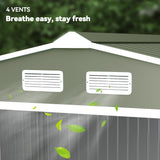 Outsunny 9' x 6' Metal Storage Shed with 2 Sliding Doors, 4 Air Vents, Green