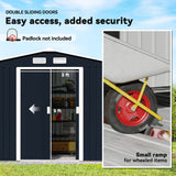 Outsunny 9' x 6' Metal Storage Shed with 2 Sliding Doors, 4 Air Vents, Dark Gray