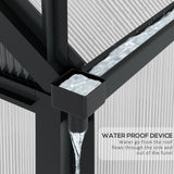 Outsunny 10' x 6' Polycarbonate Greenhouse with Aluminum Frame, Adjustable Roof Vent, Rain Gutters, and Sliding Door, Dark Gray