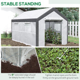 Outsunny 12' L x 7' W x 7' H Walk-in Greenhouse with PE Cover, 2 Zippered Roll-Up Doors, 4 Closeable Windows