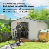 Outsunny 11' x 9' Metal Storage Shed with Double Sliding Doors, Silver