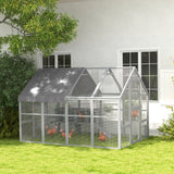 PawHut 9' x 6' x 6' Large Chicken Coop with Nesting Box, Water-Resistant and Anti-UV Cover for 8-12 Chickens, Gray