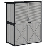 Outsunny Wood Storage Shed with Asphalt Roof, 2 Shelves, Lockable Doors, Gray