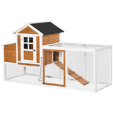 PawHut 76" Wooden Chicken Coop With Henhouse, Nesting Box, Run, 2-5 Chickens