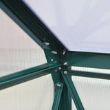 Outsunny 6' x 6' Polycarbonate Greenhouse with Aluminum Frame, Adjustable Roof Vent, Rain Gutters, and Sliding Door, Dark Green