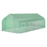 Outsunny 20' L x 10' W x 7' H Walk-in Tunnel Greenhouse with PE Cover, Zippered Door, 8 Mesh Windows, Green