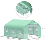 Outsunny 11.5' L x 10' W x 6.5' H Walk-in Tunnel Greenhouse with PE Cover, Zippered Door, 6 Mesh Windows, Green