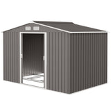 Outsunny 9' x 6' Metal Storage Shed with 2 Sliding Doors, 4 Air Vents, Gray