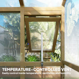 Outsunny 6.5 x 4 ft Wood-Frame Greenhouse with Thickened Polycarbonate Panels, Roof Vent, and Lockable Door