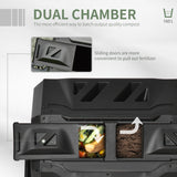 Outsunny Tumbling Compost Bin, Dual Chamber Rotating Composter, 43 Gallon, Black