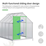 Outsunny 8' x 6' Polycarbonate Greenhouse with Aluminum Frame, Adjustable Roof Vent, Rain Gutters, and Sliding Door, Silver
