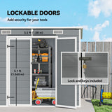 Outsunny 8' x 4' Plastic Outdoor Storage Shed with Floor, Window, Lockable Doors and Vents, Gray