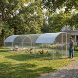 PawHut Large Metal Chicken Coop with Waterproof and Anti-UV Cover, 9.2' x 24.9' x 6.5'
