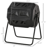 Outsunny Tumbling Compost Bin, Dual Chamber Rotating Composter, 43 Gallon, Black