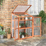 Outsunny Wooden Frame Greenhouse Cabinet, 30" L x 24" W x 44" H, Natural
