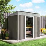 Outsunny 7' x 4' Metal Storage Shed with Dual Locking Doors, 2 Air Vents and Steel Frame, Gray