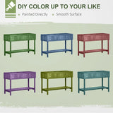 Outsunny 43" x 18" x 30" Wooden Elevated Planter Bed with 8 Slots and Open Shelf, Dark Brown