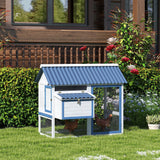 PawHut 55.5" Wooden Chicken Coop with Run, Nesting Box, Removable Tray, Ramp, Outdoor Backyard for 2-3 Chickens, White