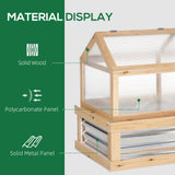 Outsunny 48" x 24" x 32.25" Raised Garden Bed, Wooden Cold Frame Greenhouse Cover, Natural