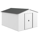 Outsunny 11' x 9' Metal Storage Shed with Double Sliding Doors, Silver