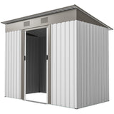 Outsunny 7' x 4' Metal Storage Shed with Dual Locking Doors, 2 Air Vents and Steel Frame, Silver