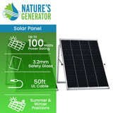 Nature's Generator 100W Rigid Solar Panels w/ cable and connector (2 Pack)