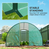 Outsunny 20' L x 10' W x 6.6' H Walk-in Tunnel Greenhouse with PE Cover, 2 Hinged Doors, 8 Mesh Windows, Green