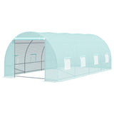 Outsunny 20' L x 10' W x 7' H Walk-in Hoop Greenhouse with PE Cover, Zippered Door, 8 Mesh Windows, Green