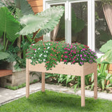 Outsunny 48" x 22" x 30" Wooden Elevated Planter Bed with Filter Fabric and Drainage Holes, Natural