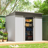 Outsunny 7' x 4' Metal Storage Shed with Dual Locking Doors, 2 Air Vents and Steel Frame, Silver