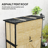 Outsunny Wood Storage Shed with Asphalt Roof, 2 Shelves, Lockable Doors, Natural Finish
