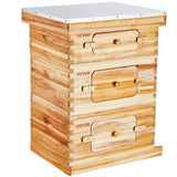 VEVOR 30 Frame Beehive Kit, 2 Deep + 1 Medium Bee Boxes, Beeswax Coated Fir Wood, Transparent Acrylic Windows