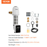 VEVOR Spin Down Filter, 40 Micron Whole House Sediment Filter, 1" MNPT + 3/4" FNPT, 8 T/H High Flow Rate