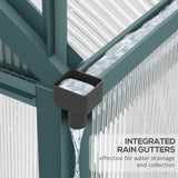 Outsunny 10' x 6' Polycarbonate Greenhouse with Aluminum Frame, Adjustable Roof Vent, Rain Gutters, and Sliding Door, Dark Green