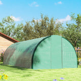 Outsunny 20' L x 10' W x 6.6' H Walk-in Tunnel Greenhouse with PE Cover, 2 Hinged Doors, 8 Mesh Windows, Green