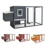 vidaXL Chicken Coop and Run Hen House with Nesting Box and Ramp Solid Wood-4