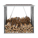 vidaXL Firewood Log Storage Rack, Galvanized Steel, 64.2"