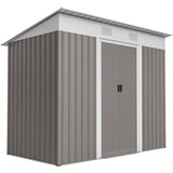 Outsunny 7' x 4' Metal Storage Shed with Dual Locking Doors, 2 Air Vents and Steel Frame, Gray