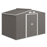 Outsunny 9' x 6' Metal Storage Shed with 2 Sliding Doors, 4 Air Vents, Gray