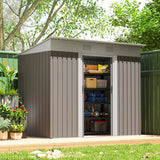 Outsunny 7' x 4' Metal Storage Shed with Dual Locking Doors, 2 Air Vents and Steel Frame, Gray