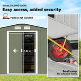 Outsunny 9' x 6' Metal Storage Shed with 2 Sliding Doors, 4 Air Vents, Green