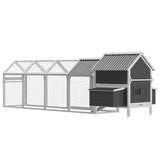 PawHut 162" Large Chicken Coop with, 6 to 8 Chickens, 2 Nesting Boxes, Water-resistant Roof, Removable Tray, Ramp, Storm Gray