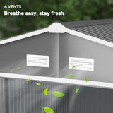 Outsunny 11' x 9' Metal Storage Shed with Double Sliding Doors, Gray